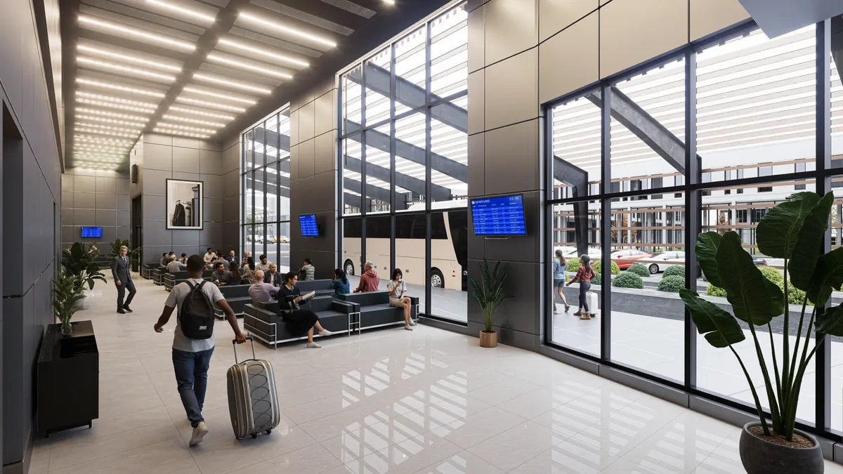 Transit center waiting hall