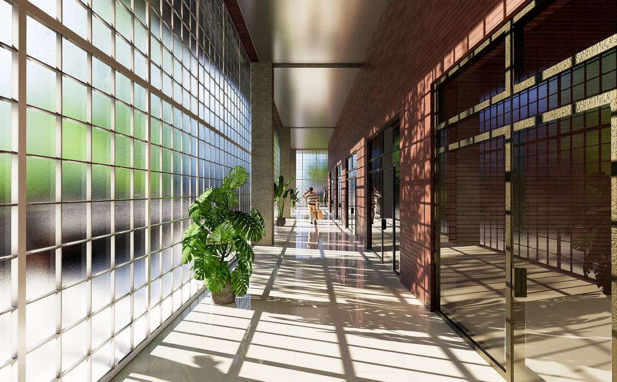 Interior retail corridor with Kalwall daylight